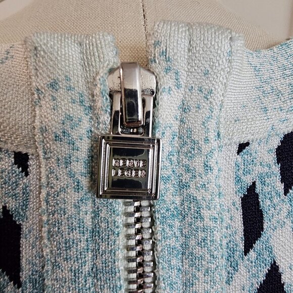 Herve Leger by BCBG Max Azria Navy and White Peplum Blouse in size S - Picture 4 of 5